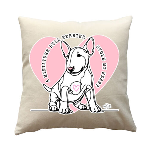 miniature bull terrier stole my heart  - cushion cover Thumbnail