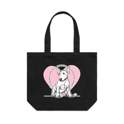miniature bull terrier stole my heart  - shoulder tote Thumbnail