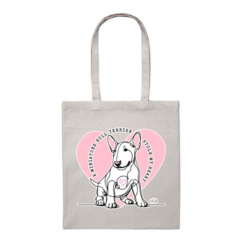 miniature bull terrier stole my heart  - heavy duty canvas tote bag Thumbnail
